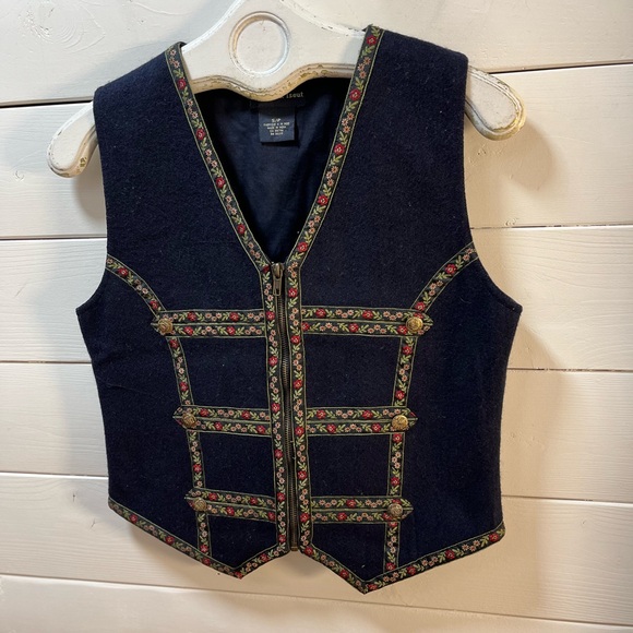 TRISTAN & ISEULT Embroidered Vest Navy Blue – Size S - Picture 5 of 7